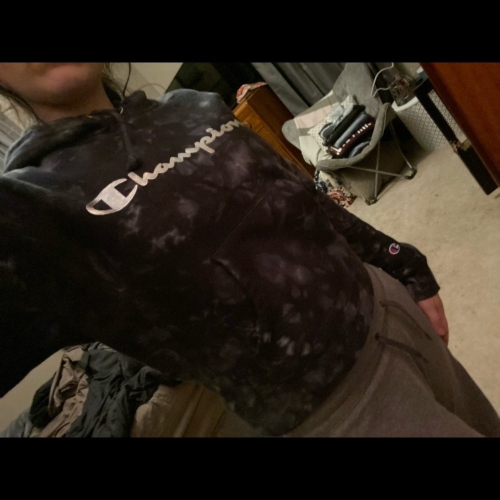 Champion Tie-dye Black and White Hoodie!